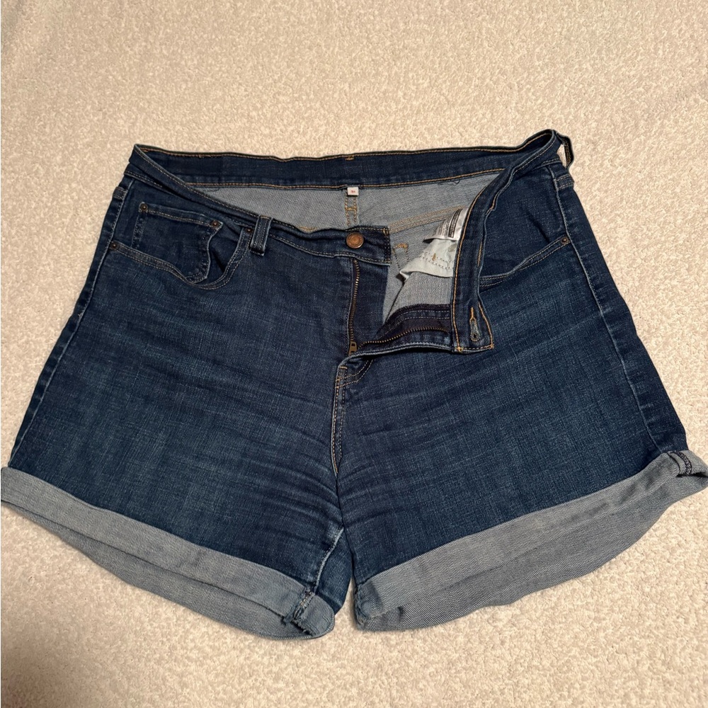 Levi's Blue Jean Shorts with Cuffed Hem